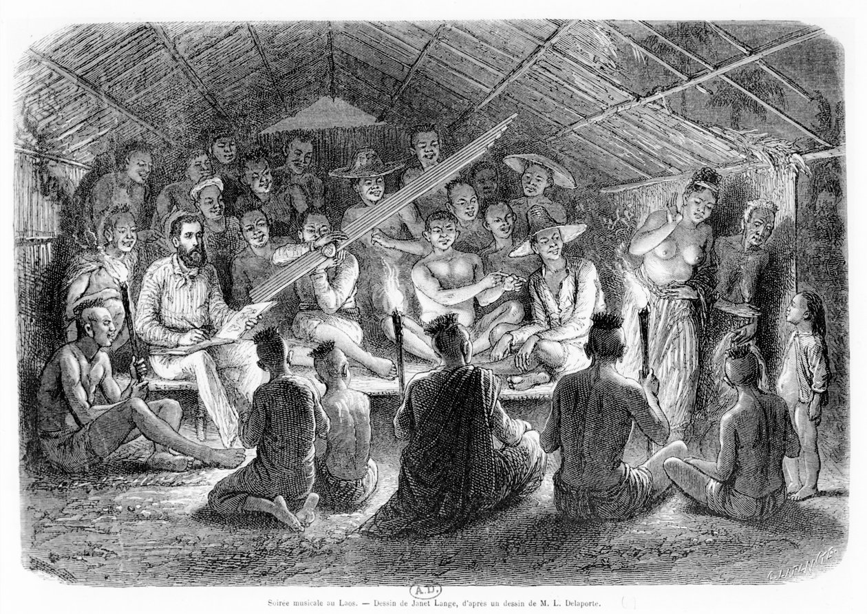 1867年在老挝的音乐晚会 作者 路易斯·德拉波特