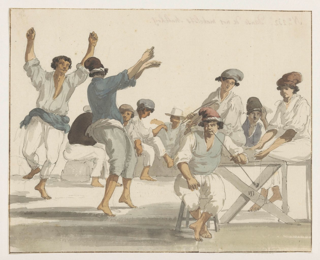 Dansende maltezer matrozen
Dansse de nos Matelots Maltois（物上标题）
Voyage en Italie, en Sicile et à Malte - 1778（系列标题） 作者 路易斯·杜克罗斯