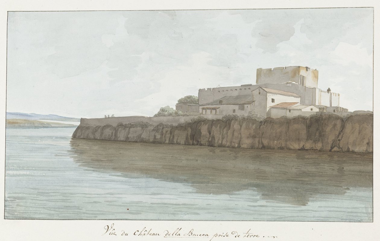 Gezicht op kasteel van Brucoli, ‘La Bruca’ Vue du Château della Brucca prise de terre (title on object) Voyage en Italie, en Sicile et à Malte - 1778 (series title) 作者 路易斯·杜克罗斯