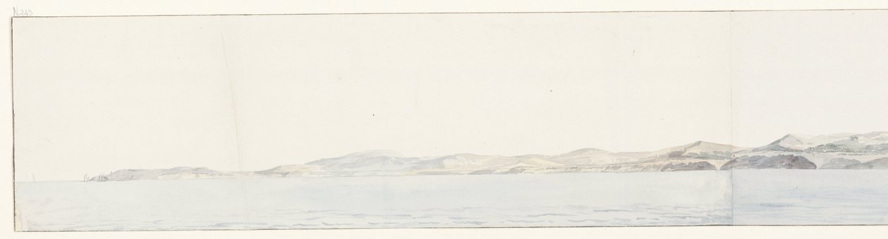 Panorama met Agrigento en de kust Vue éloignée de la Ville de Girgenti, & de la côte (title on object) Voyage en Italie, en Sicile et à Malte - 1778 (series title) 作者 路易斯·杜克罗斯
