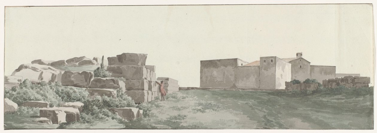 Oude Stad Manduria 的 binnenmuren 和 buitenmuren 简介 古代曼杜里亚的内墙和外墙轮廓（物体上的标题） 意大利、西西里岛和马耳他之旅 - 1778 年（系列标题） 作者 路易斯·杜克罗斯