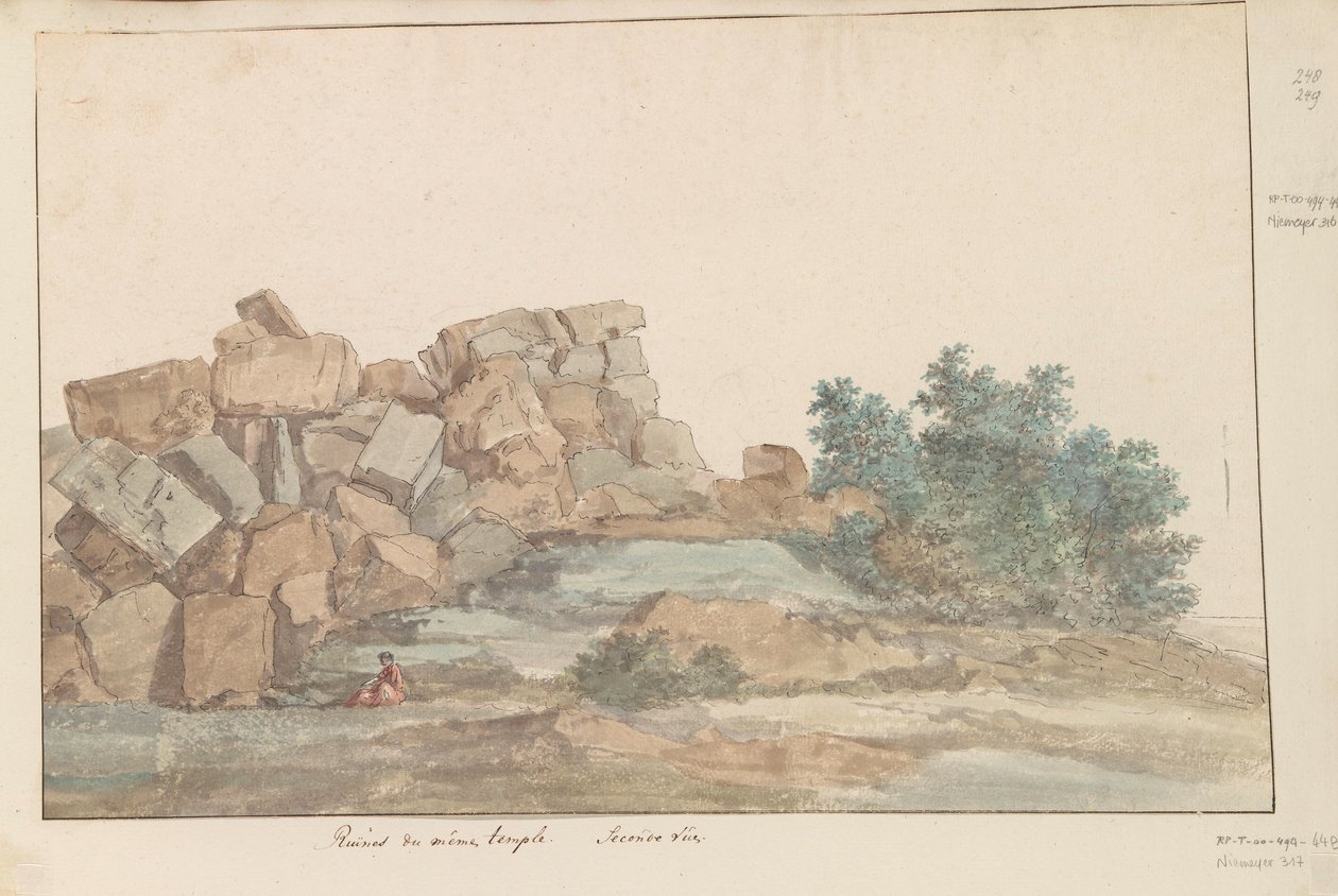 Resten van Zeus Olympus tempel bij Agrigento
同一座神庙的遗址。第二景（标题在实物上）
Voyage en Italie, en Sicile et à Malte - 1778（系列标题） 作者 路易斯·杜克罗斯
