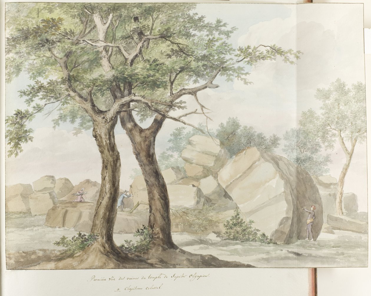 Ruïne van Zeus Olympus tempel in oude Agrigento
奥林匹亚朱庇特神庙遗址初见（标题见实物）
意大利、西西里岛和马耳他之旅 - 1778 年（系列标题） 作者 路易斯·杜克罗斯