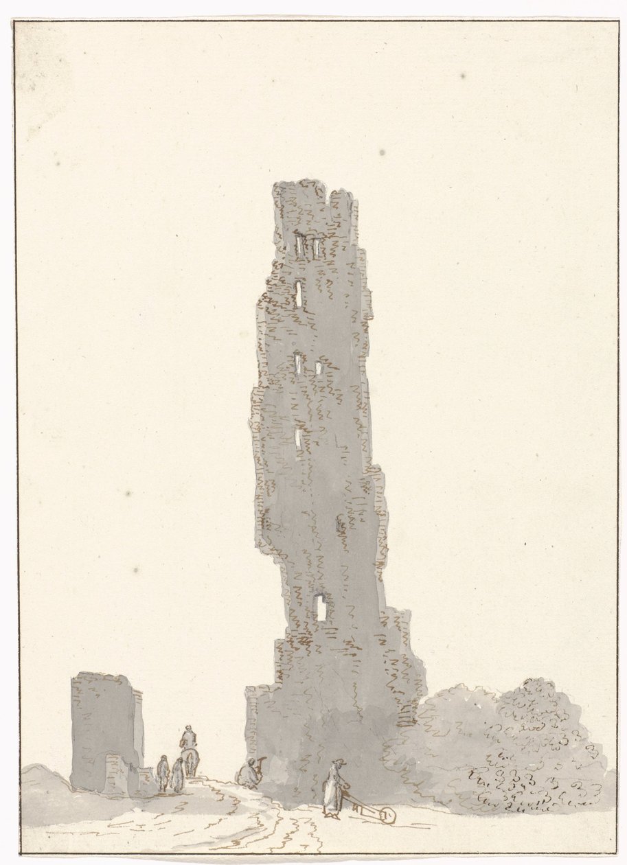Terracina 和 Fondi 之间小路上的 Ruïne van toren
Terracina 和 Fondi 之间大通道上的 Sette Facciate 塔（标题见实物）
意大利、西西里岛和马耳他之旅 - 1778 年（系列标题） 作者 路易斯·杜克罗斯