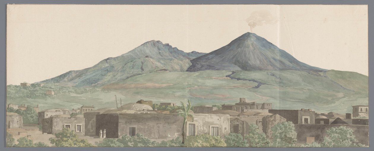 1777 年、1771 年和 1731 年从波尔蒂奇拍摄的维苏威火山照片
Le Vésuve vu de Portici avec les laves de 1777, 1771, 1731（物上标题）
Voyage en Italie, en Sicile et à Malte - 1778（系列标题） 作者 路易斯·杜克罗斯