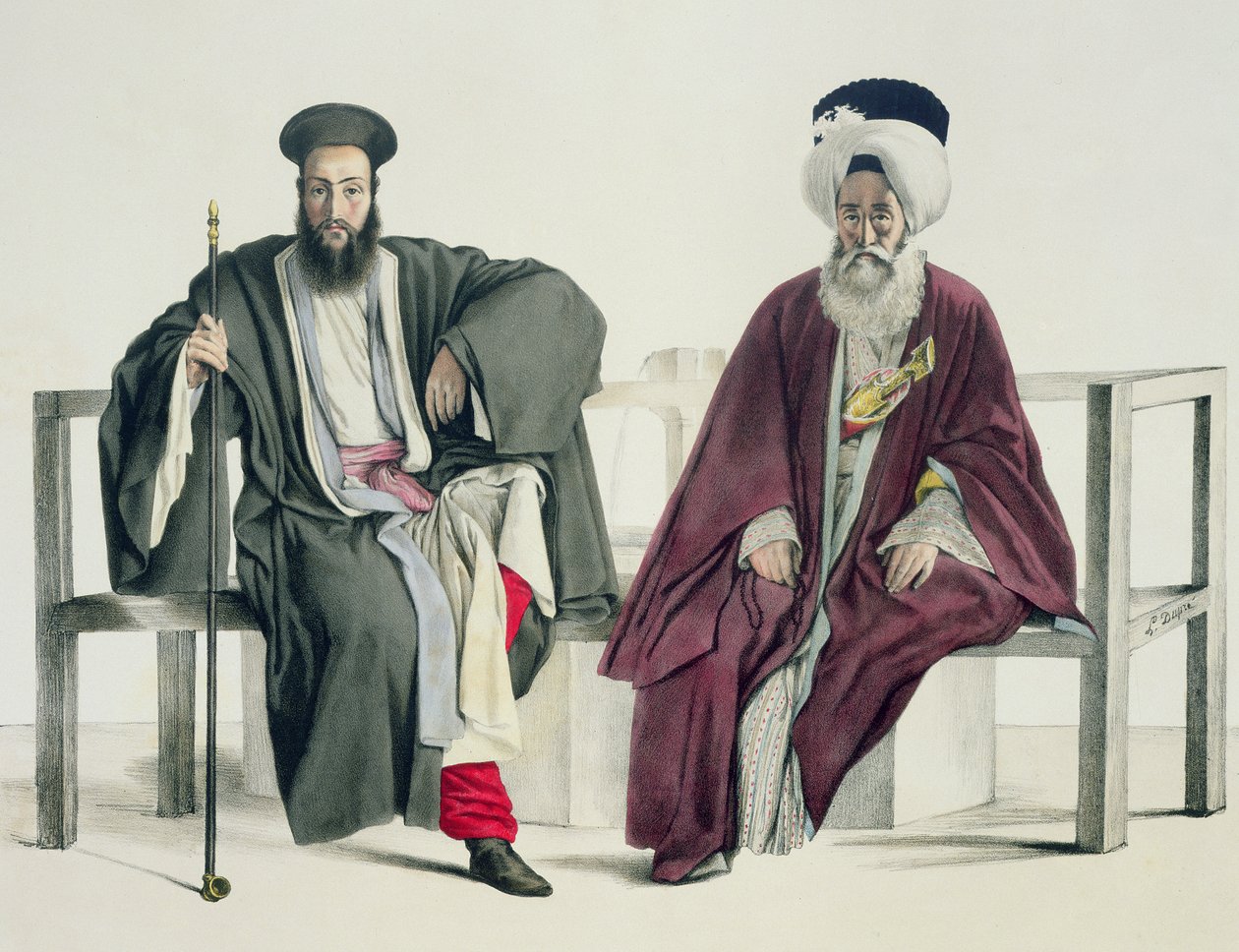 希勒牧师和土耳其人，1825年由蒂埃里兄弟镌刻 作者 路易斯杜普雷