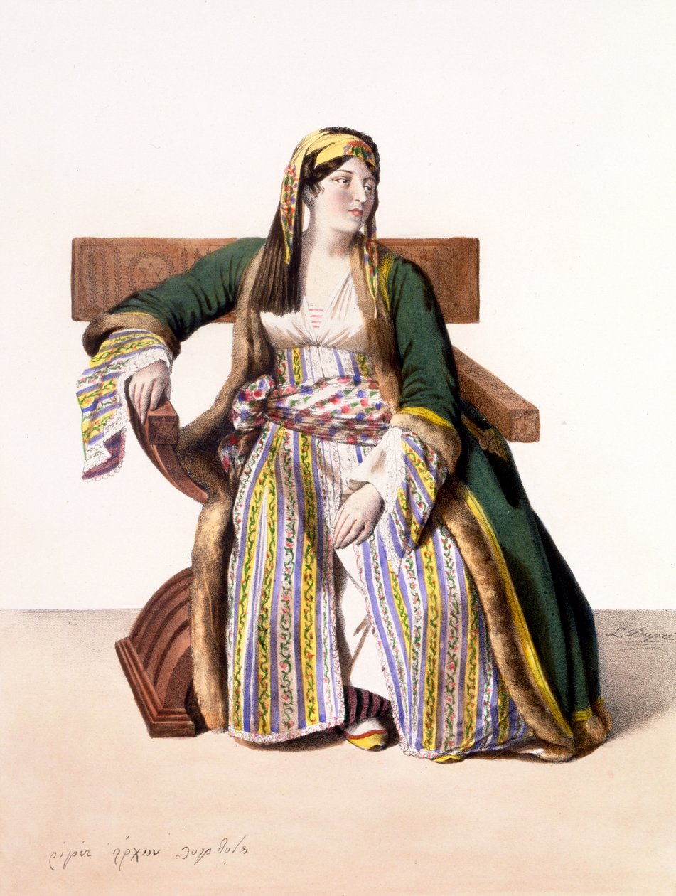 Livery的希腊女人 - 板材十六，由Lemercier在&39;VoyageàAthènesetaàConstantinople&39;中雕刻，由Dupre编写和插图，1828年 作者 路易斯杜普雷