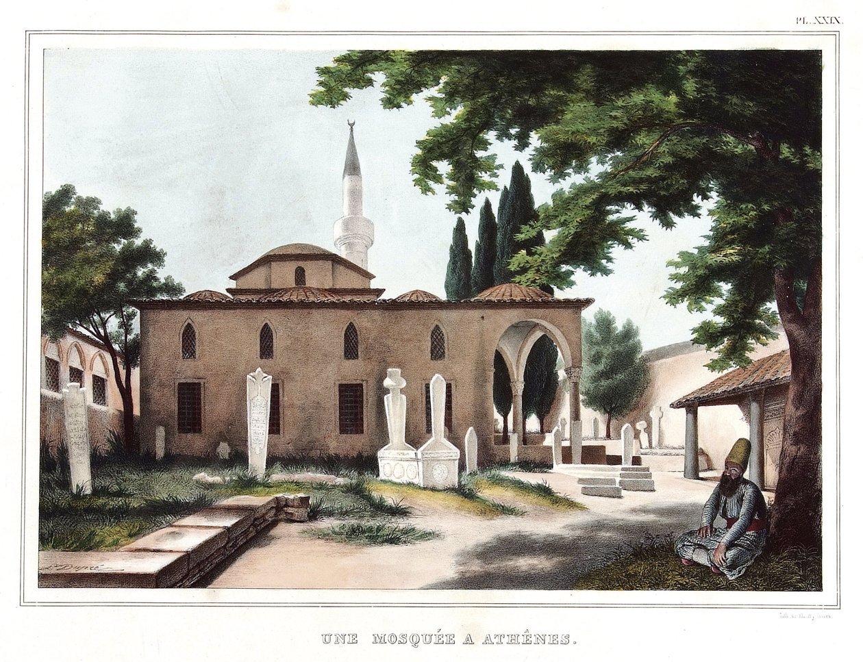 A mosquee in Athenes. in “” Journey to Athenes and Constantinople, or collection of Greek and Ottoman portraits, views and costumes, painted on places of nature, lithographs and colories by Louis Dupre (1789-1837), pupil of David.1825. 作者 路易斯杜普雷