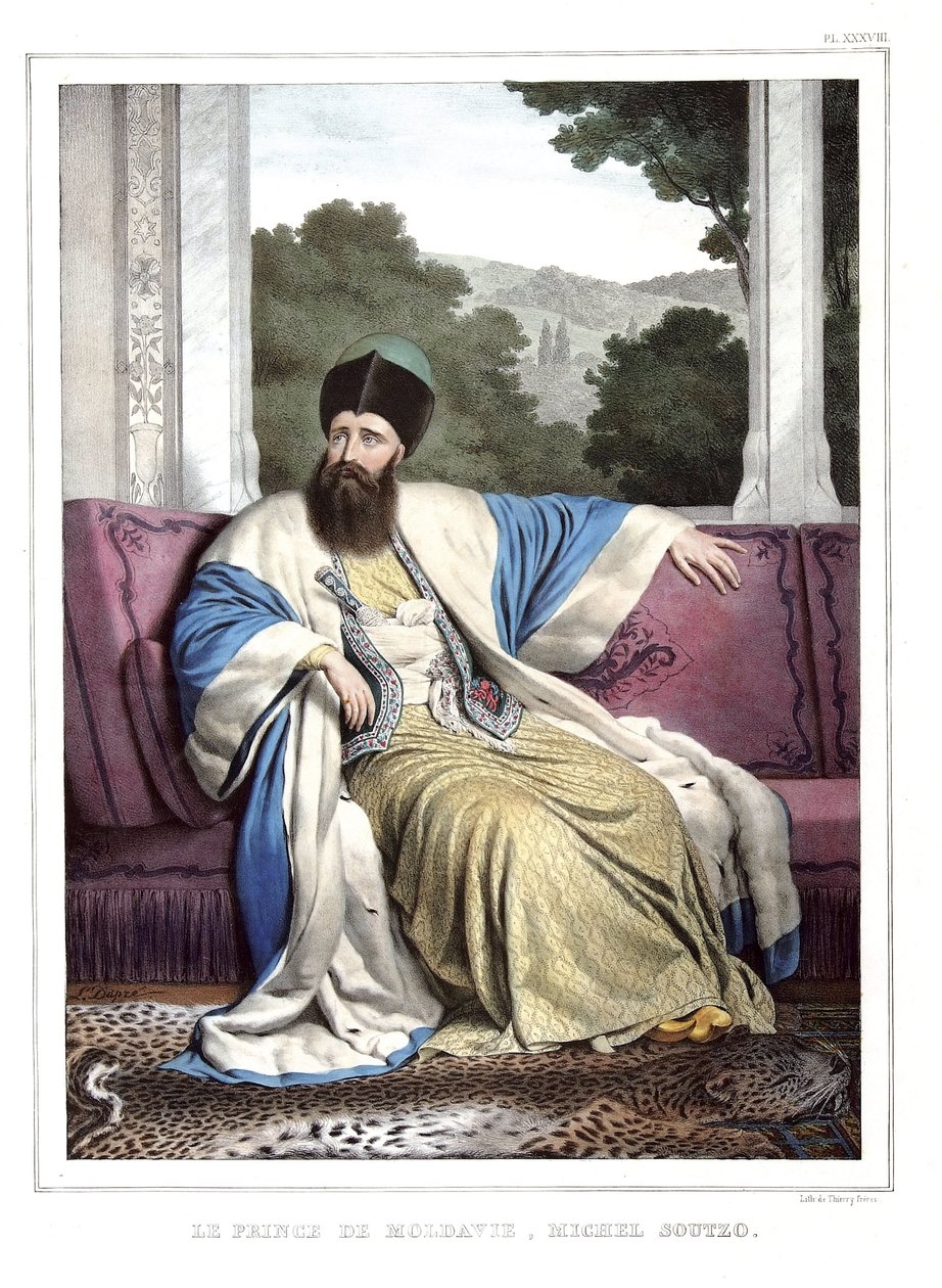 The Prince of Moldova, Michael Soutzo (1729-1830). in “” Journey to Athenes and Constantinople, or collection of Greek and Ottoman portraits, views and costumes, painted on places by nature, lithographs and colories by Louis Dupre (1789-1837), pupil of Dav 作者 路易斯杜普雷