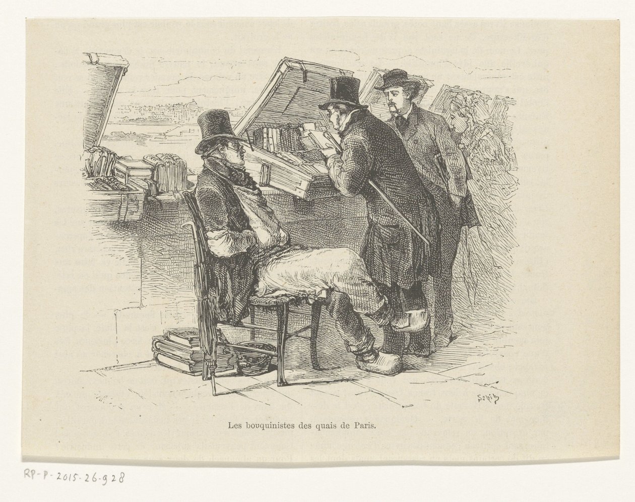巴黎码头上的书商 Les bouquinistes des quais de Paris（物体上的标题） 作者 路易斯·欧内斯特·勒萨奇