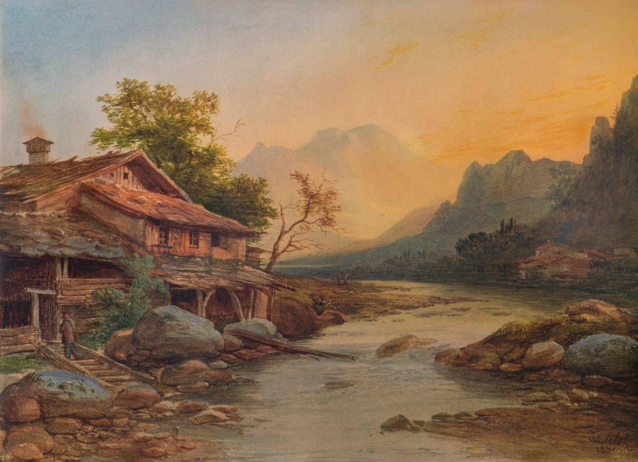 瑞士山村》，1831年，1938年 作者 路易斯·艾蒂安·瓦特莱特