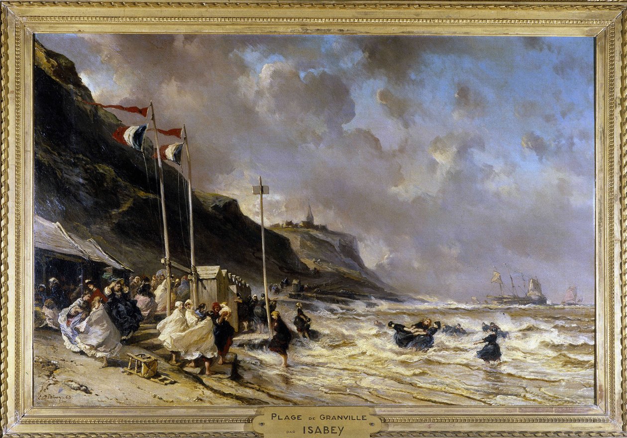 格兰维尔海滩 - 布面油画，尤金·路易斯·加布里埃尔·伊莎贝 (1803-1886) 作者 路易斯·尤金·加布里埃尔·伊莎贝