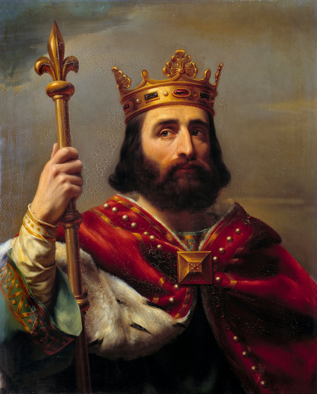 法国国王佩平三世（714-768 年）的肖像。由路易-费利克斯-阿米尔（1802-1864 年）绘制 作者 路易斯·费利克斯·阿米尔（LouisFélixAmiel）