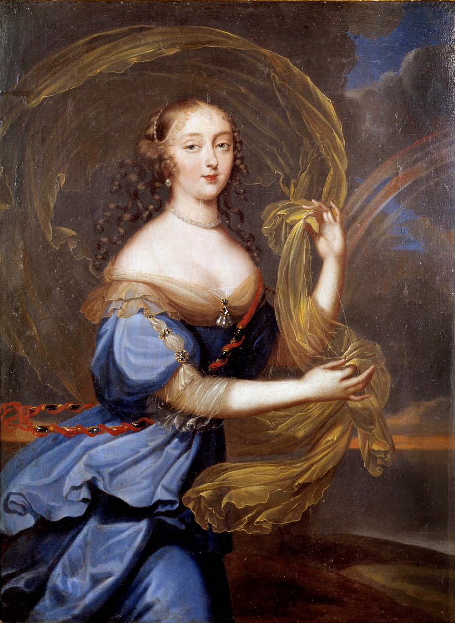 弗朗索瓦丝-雅典娜（Francoise-Athenais）的肖像，由罗什库瓦-莫特马尔特创作，蒙特斯潘侯爵夫人（或蒙特斯潘夫人）（1640-1707），路易十四的宠儿，在鸢尾花画中由费迪南-路易-艾尔-勒-杰恩（1648-1717）代表。 太阳0,37x0,27米 作者 路易斯·费迪南德·艾丽