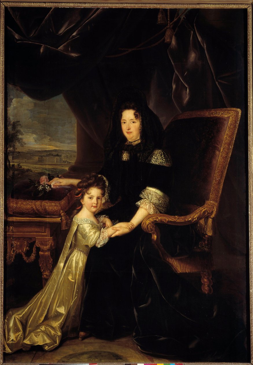 曼特侬侯爵夫人弗朗索瓦丝-德奥比涅（1635-1719）和她的侄女弗朗索瓦丝-德奥比涅，未来的诺伊尔公爵夫人的画像。斐迪南-迪特-艾勒-路易-耶内（1648 - 1717）的画作 作者 路易斯·费迪南德·艾丽