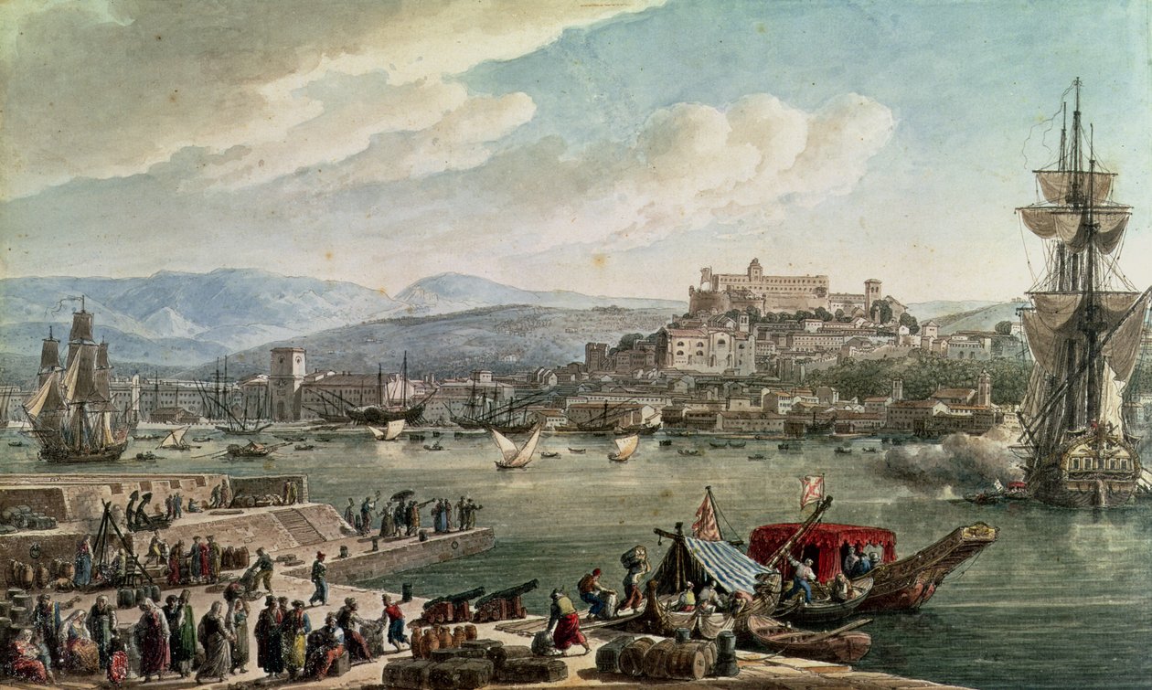 的里雅斯特港，1802年（海报） 作者 路易斯·弗朗索瓦·卡萨斯