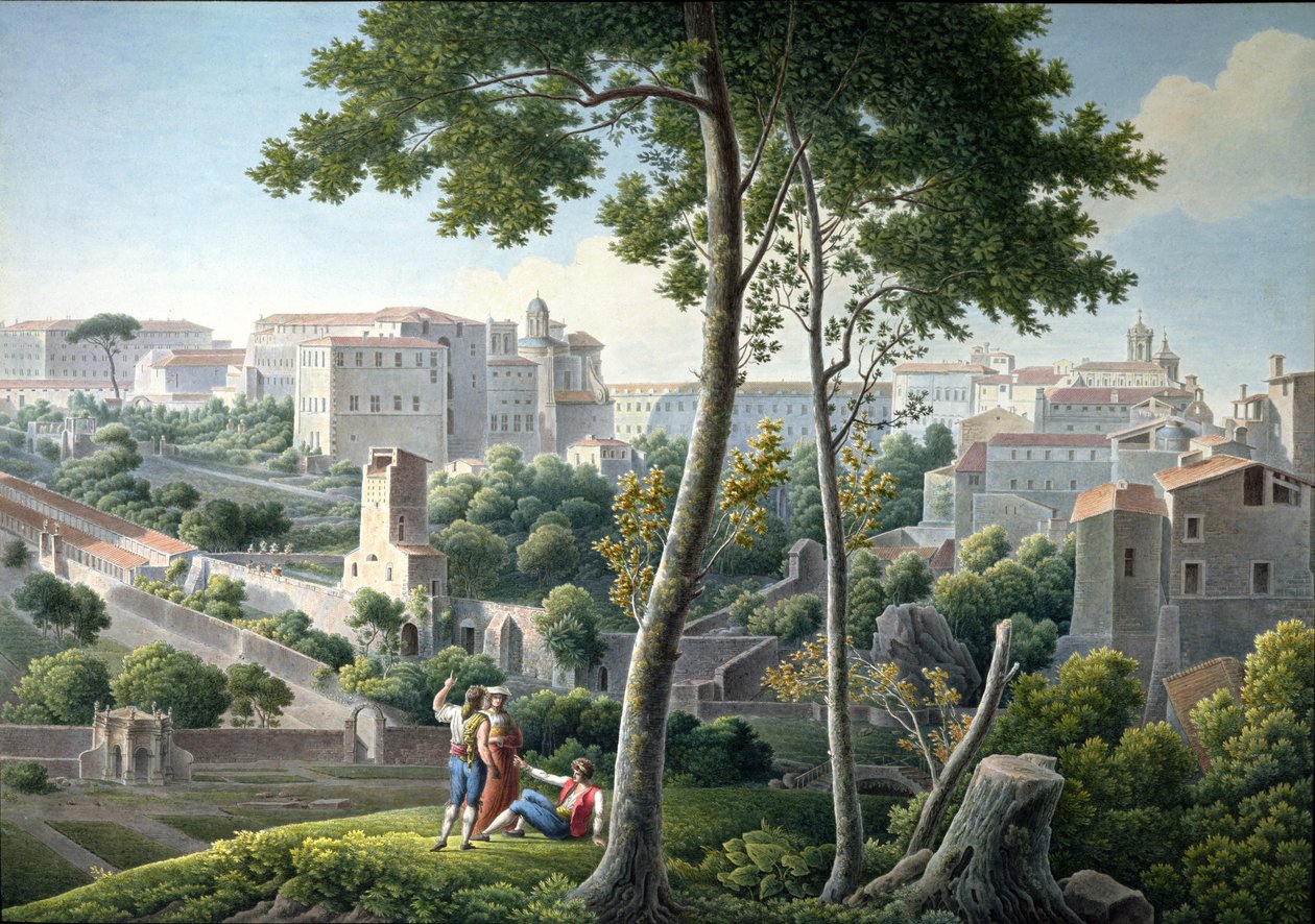 Quirinal小山的看法在罗马，与别墅Colonna在背景中，c.1800 作者 路易斯·弗朗索瓦·卡萨斯
