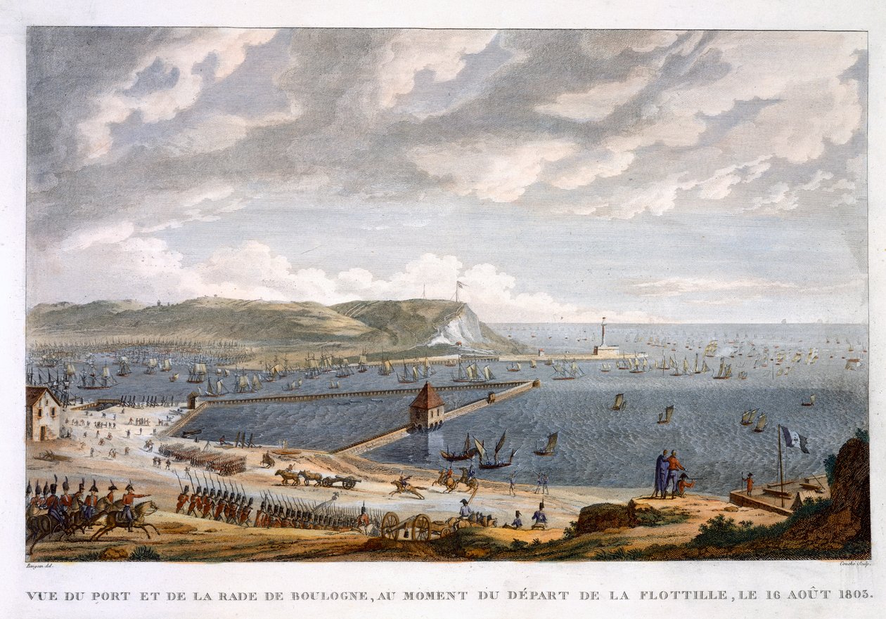 1803年8月16日船队出发时的布洛涅港口和路障图 作者 路易斯·弗朗索瓦·库什