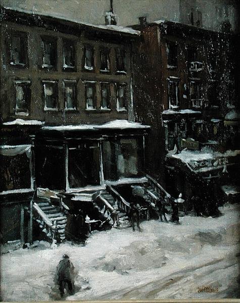 纽约街景（布面油画，铺在石膏板上）。 作者 路易斯·弗雷德里克·伯纳克