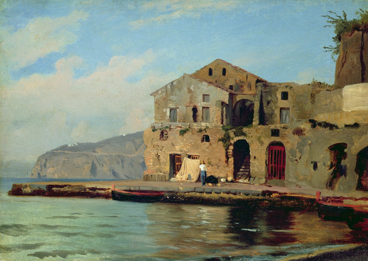 索伦托海滨别墅（布面油画） 作者 路易斯·古利特（Louis Gurlitt）