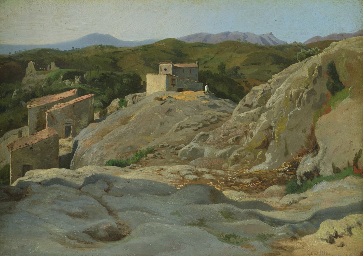 意大利村庄（布面油画 作者 路易斯·古利特（Louis Gurlitt）