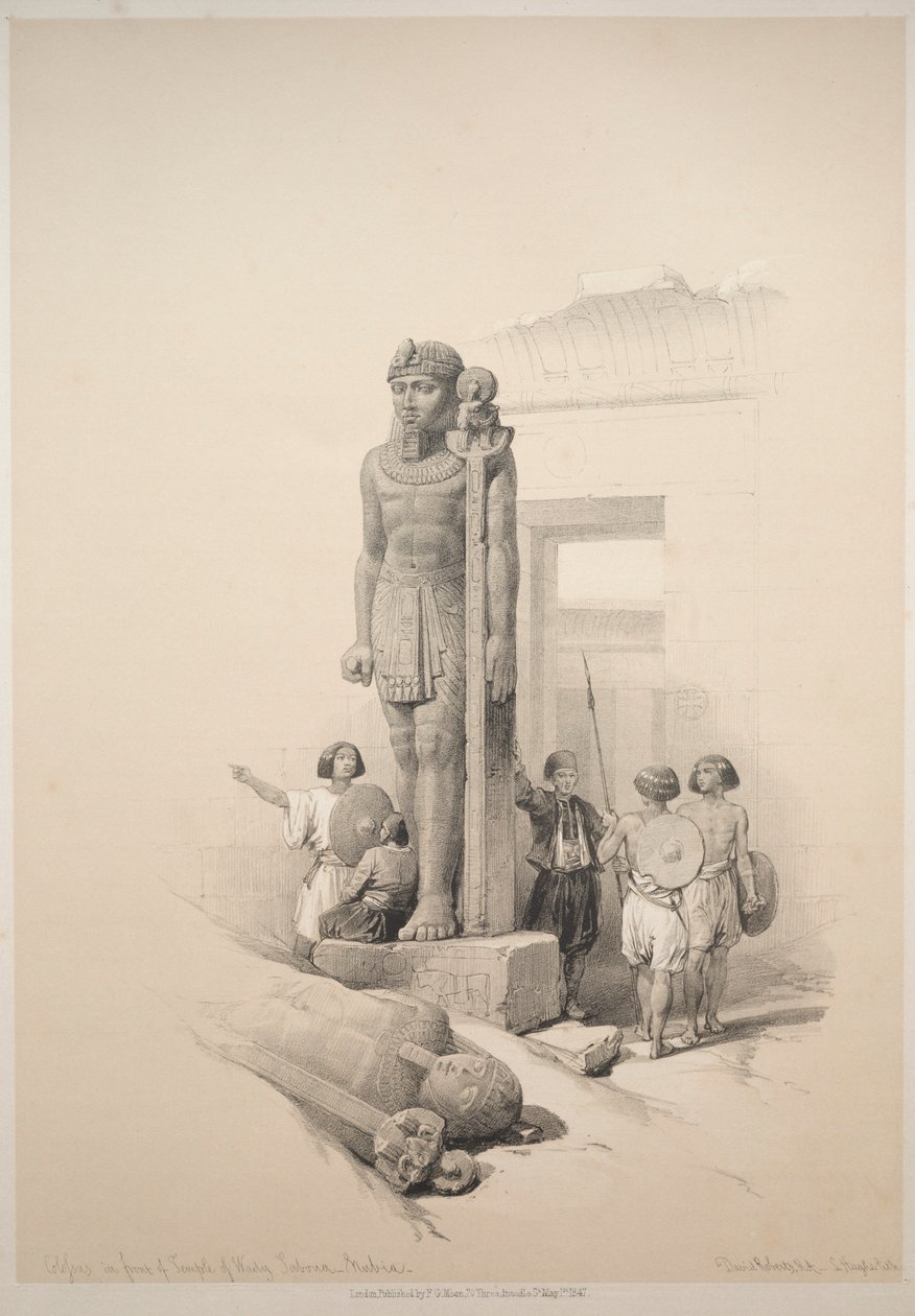 埃及和努比亚：第二卷-瓦迪·萨布瓦（Wady Saboua）的Colossi，第7号，1838年。 作者 路易斯·哈格