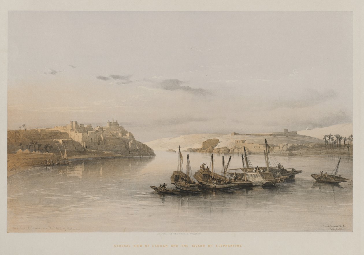 埃及和努比亚，第二卷：埃索安和大象岛全景，1848年。 作者 路易斯·哈格