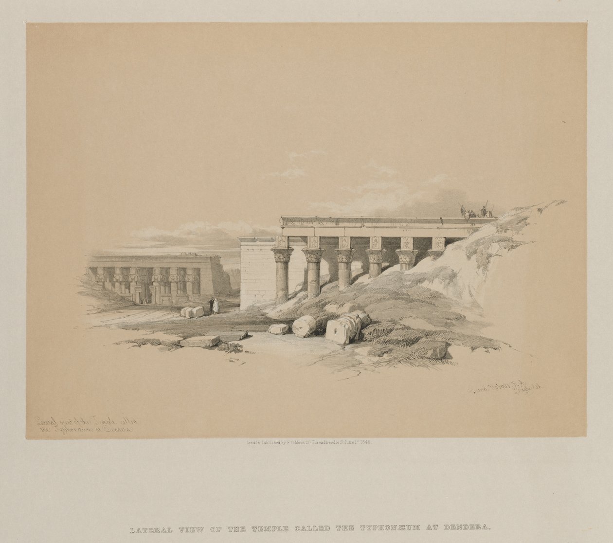 埃及和努比亚，第二卷：圣殿的侧面视图，在登德勒（Dendera）称为“丁香”，1848年。 作者 路易斯·哈格