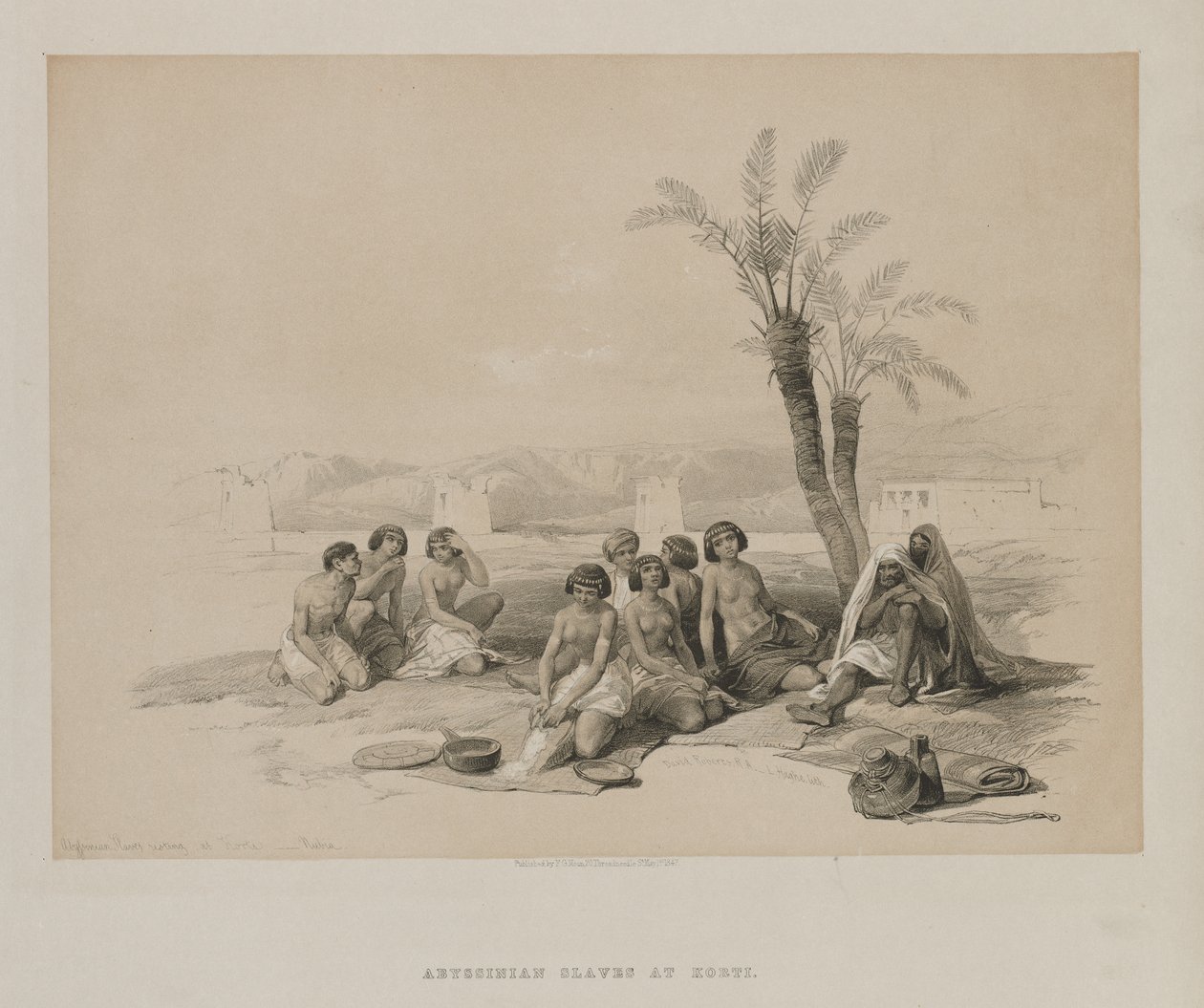 埃及和努比亚，第一卷：安息在科蒂-努比亚的阿比西尼亚奴隶，1847年。 作者 路易斯·哈格