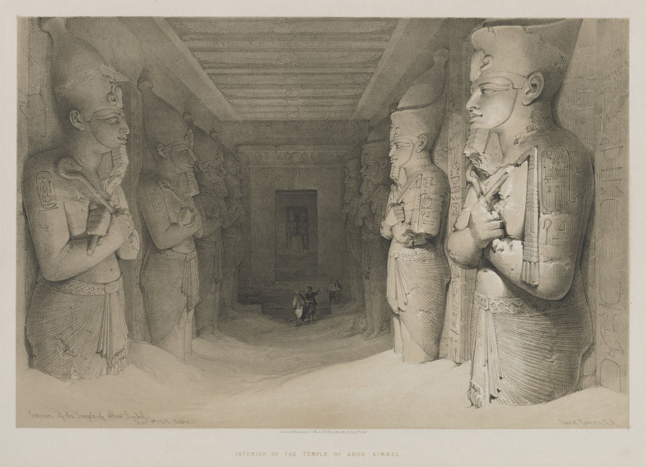 埃及和努比亚，第一卷：阿布·辛贝勒神庙的内部，1846年。 作者 路易斯·哈格