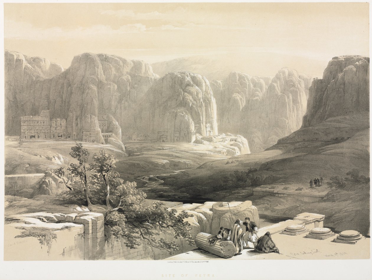 圣地，叙利亚，Idumea，阿拉伯，埃及和努比亚卷。 III：佩特拉，《向南看》，1842年。 作者 路易斯·哈格