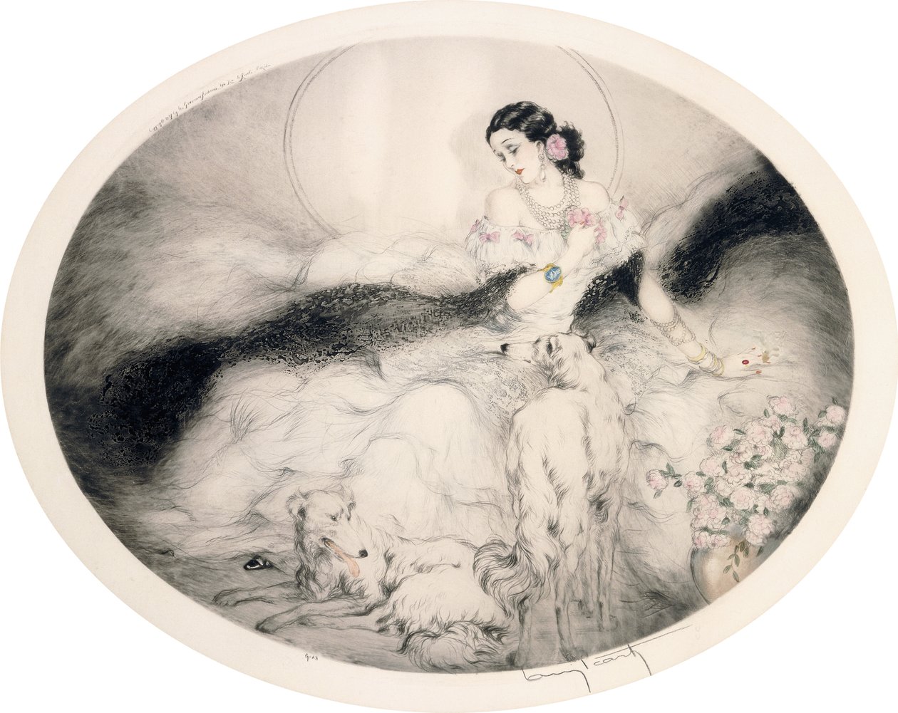 茶花女士，c.1917（蚀刻和干画） 作者 路易卡特