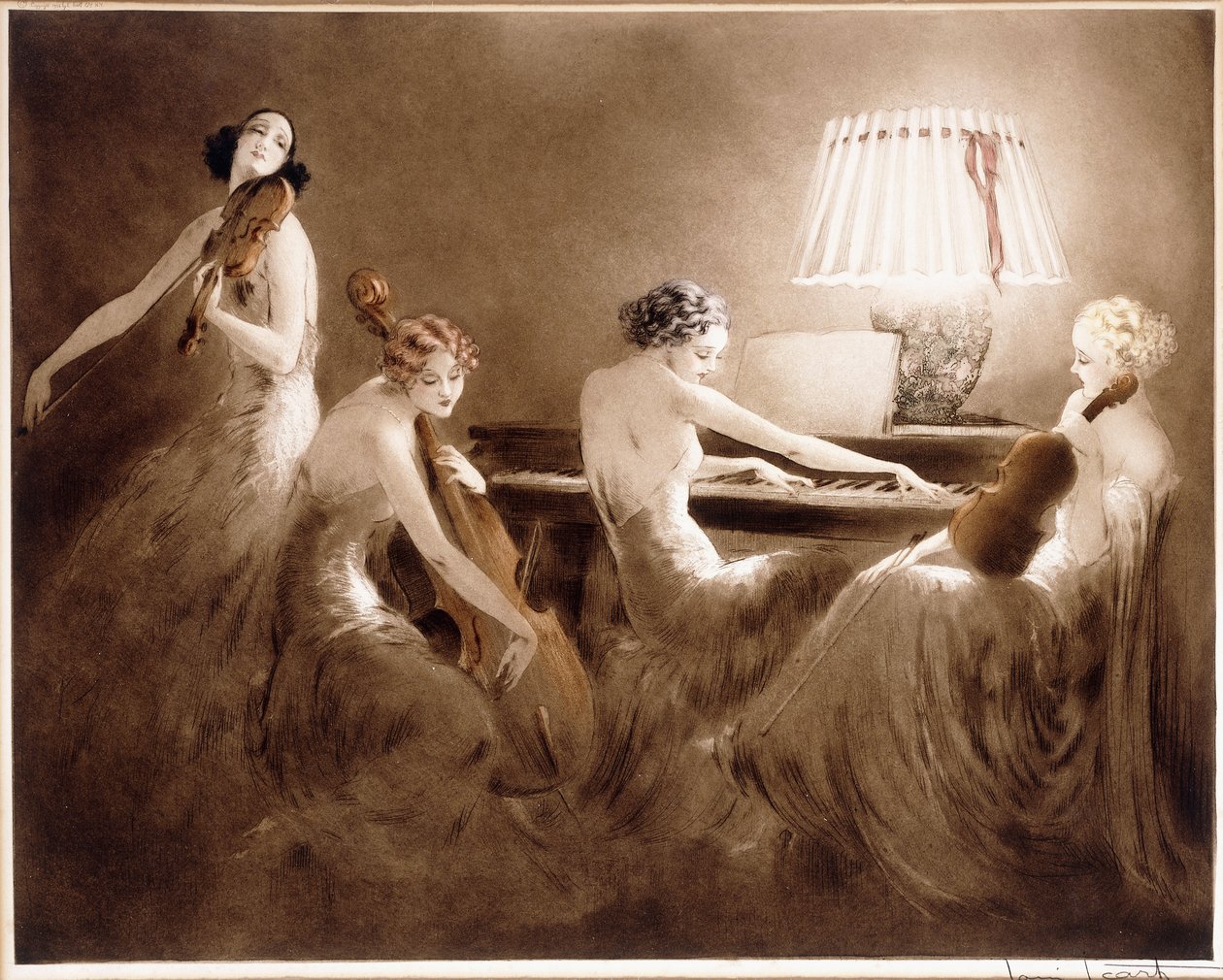 《旋律时刻》，c.1934（彩色蚀刻和干画） 作者 路易卡特