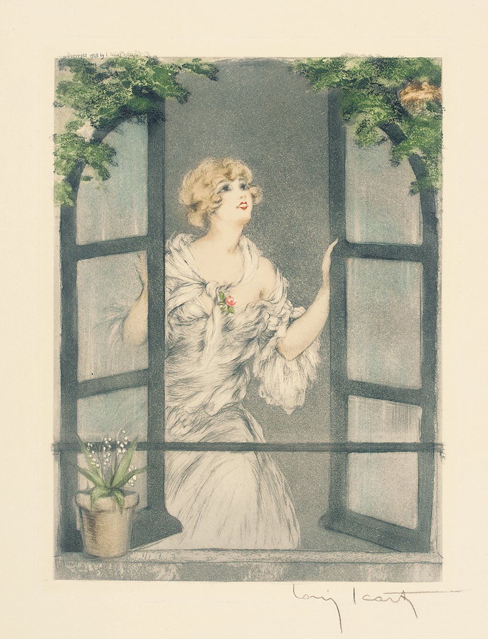 四季：四季：春，约 1928 年（手绘干点和凹版画）（另见 745548-51） 作者 路易卡特