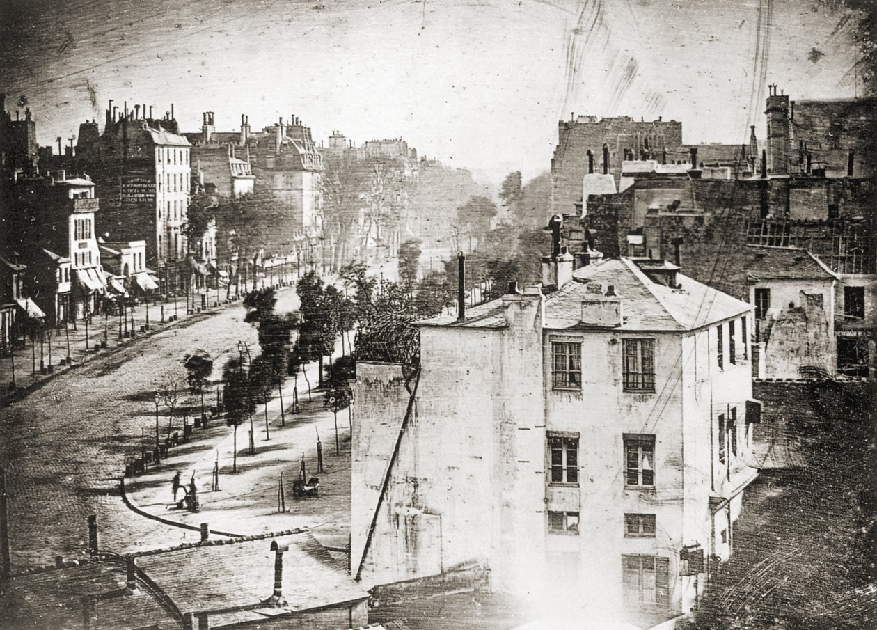 达盖尔的《圣殿大道》（Boulevard du Temple）。 作者 路易斯·雅克·曼德·达盖尔