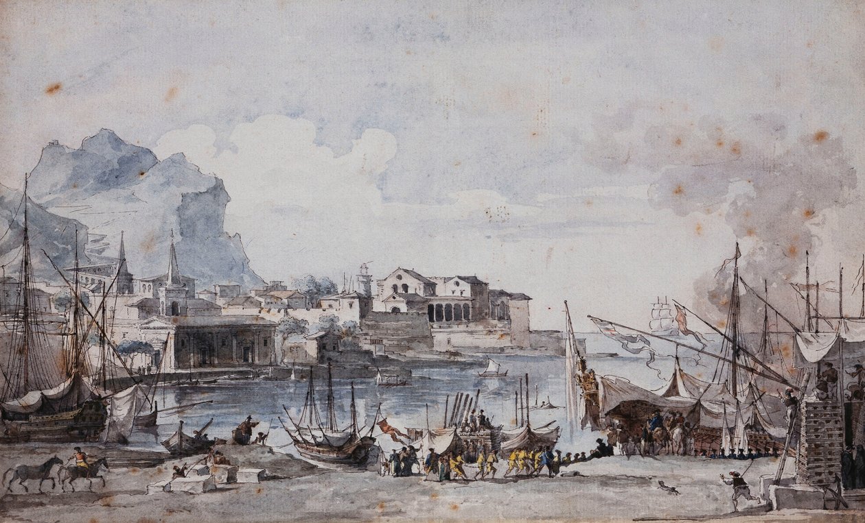 巴勒莫港口景观，1777年 作者 路易·简·德斯普雷斯