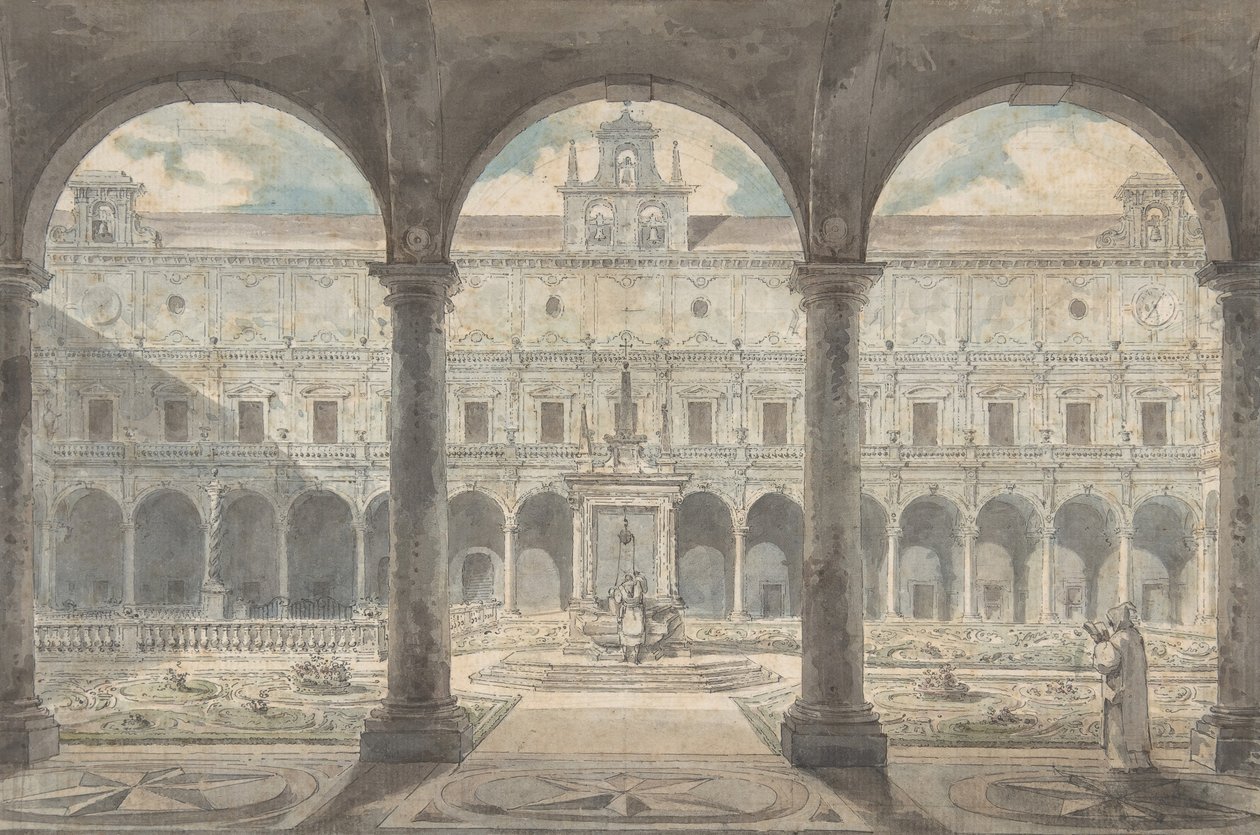 Certosa di San Martino的回廊，那不勒斯，约1777-1779。 作者 路易·简·德斯普雷斯
