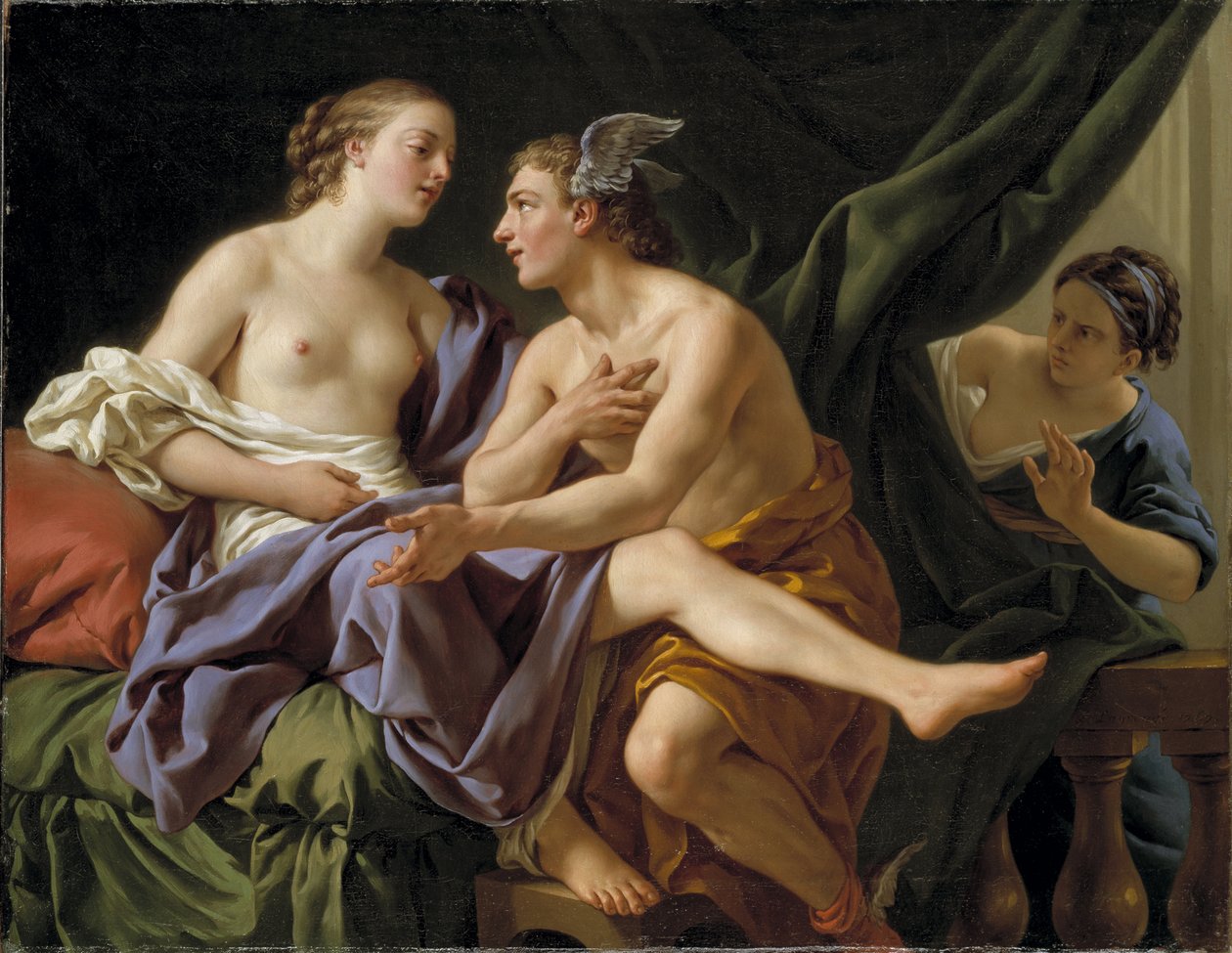 Mercure, Herse et Aglaure - 水星，Herse和Aglaurus，作者Lagrenee, Louis-Jean-Francois (1725-1805)。布面油画 作者 路易·让·弗朗索瓦·拉格伦尼