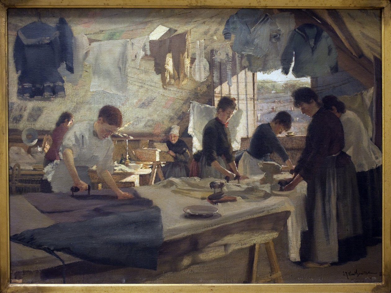 开膛手在特鲁维尔的工作室。 绘画 Louis Joseph Anthonissen (1849-1913)，油画 作者 路易斯·约瑟夫·安托尼斯森