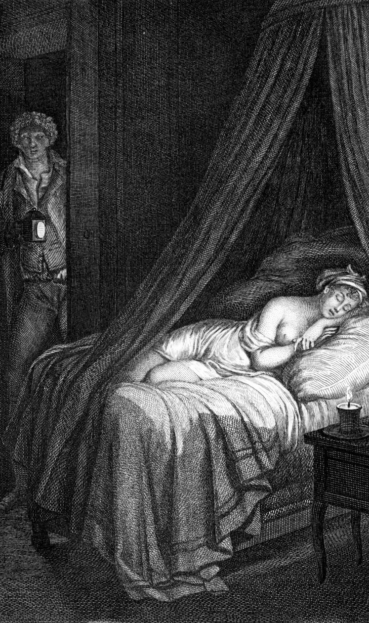 Dangerous Links of Choderlos de Laclos (letter 96). Valmont and Cécile de Volanges. Illustration engraved by Masquelier after Mademoiselle Gérard. 作者 路易·约瑟夫一世