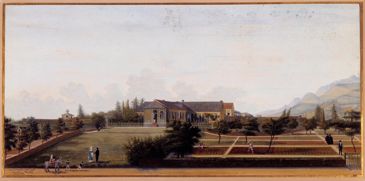 View of Longwood on the island of Saint Helena, where Napoleon Bonaparte lived (1769-1821) during his exile Watercolour by Louis Marchand (1791-1876) 1820 Sun 0,27 x 0,57 m Malmaison, castle museum   1407498   zh       chinese Successfully Translated  Orig 作者 路易斯·约瑟夫·马尔尚