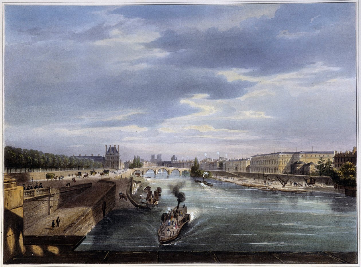 Le pont Royal - 在Arnout的《1837年的巴黎》中。 作者 路易斯·朱尔斯·阿诺特