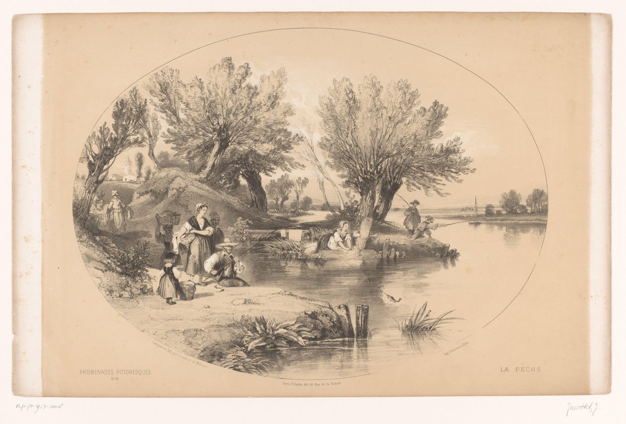 湖边渔夫
风景如画的散步（系列名称）
如画的散步路（系列标题上的物体） 作者 路易斯·朱利安·贾科特（Louis Julien Jacottet）