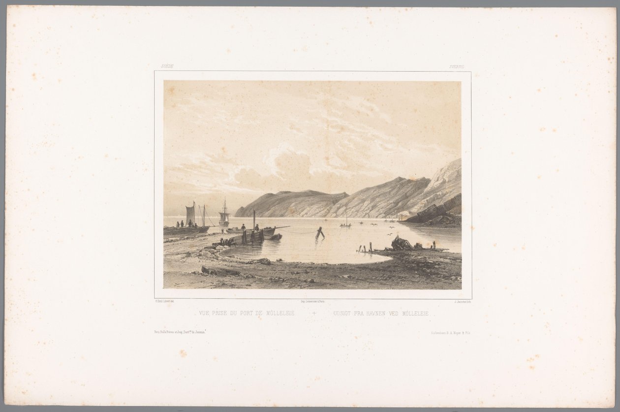 莫尔莱港口景观
Vue prise du Port de Mólleleie / Udsigt fra Havnen ved Mólleleie（物上标题）
斯堪的纳维亚风景（系列标题）
Vues du Nord.Suède （系列标题） 作者 路易斯·朱利安·贾科特（Louis Julien Jacottet）