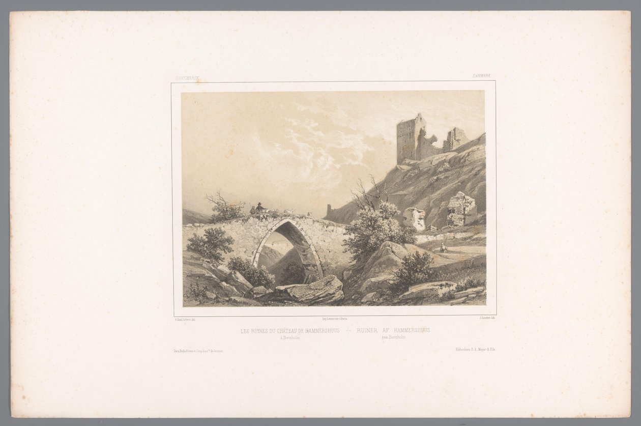 哈默斯胡斯城堡遗址景观 Lesarunes du Château de Hammershuus / Ruiner af Hammershuus（物体上的标题） 斯堪的纳维亚的面孔（系列标题） 北方之景。 丹麦（系列标题） 作者 路易斯·朱利安·贾科特（Louis Julien Jacottet）
