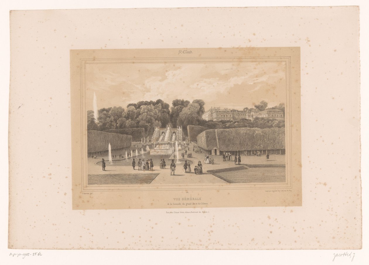 圣克卢公园中的圣克卢城堡景观
Vue générale de la Cascade, du grand Jet et du Château（标题见实物）
巴黎及其周边景观（系列标题）
圣克卢（文物上的系列名称） 作者 路易斯·朱利安·贾科特（Louis Julien Jacottet）