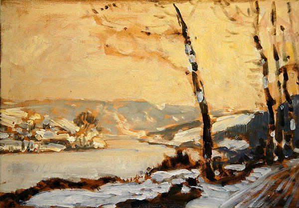 卡塞尔附近的富尔达山谷，有雪（纸板油画） 作者 路易斯·科利兹
