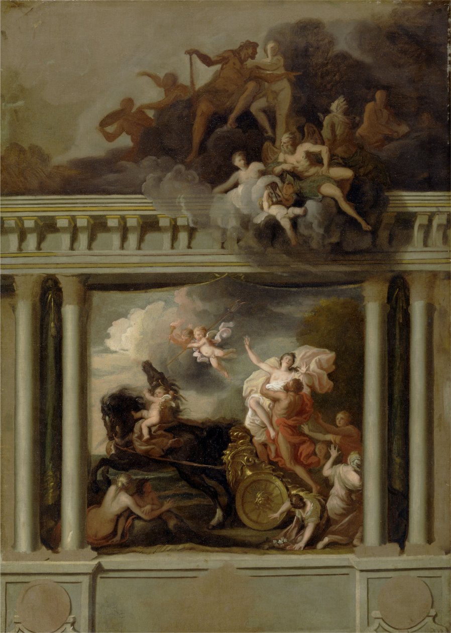 Proserpine的强奸案，为伦敦德文郡郡房子的楼梯设计，约1704年（布面油画） 作者 路易·拉盖尔（Louis Laguerre）