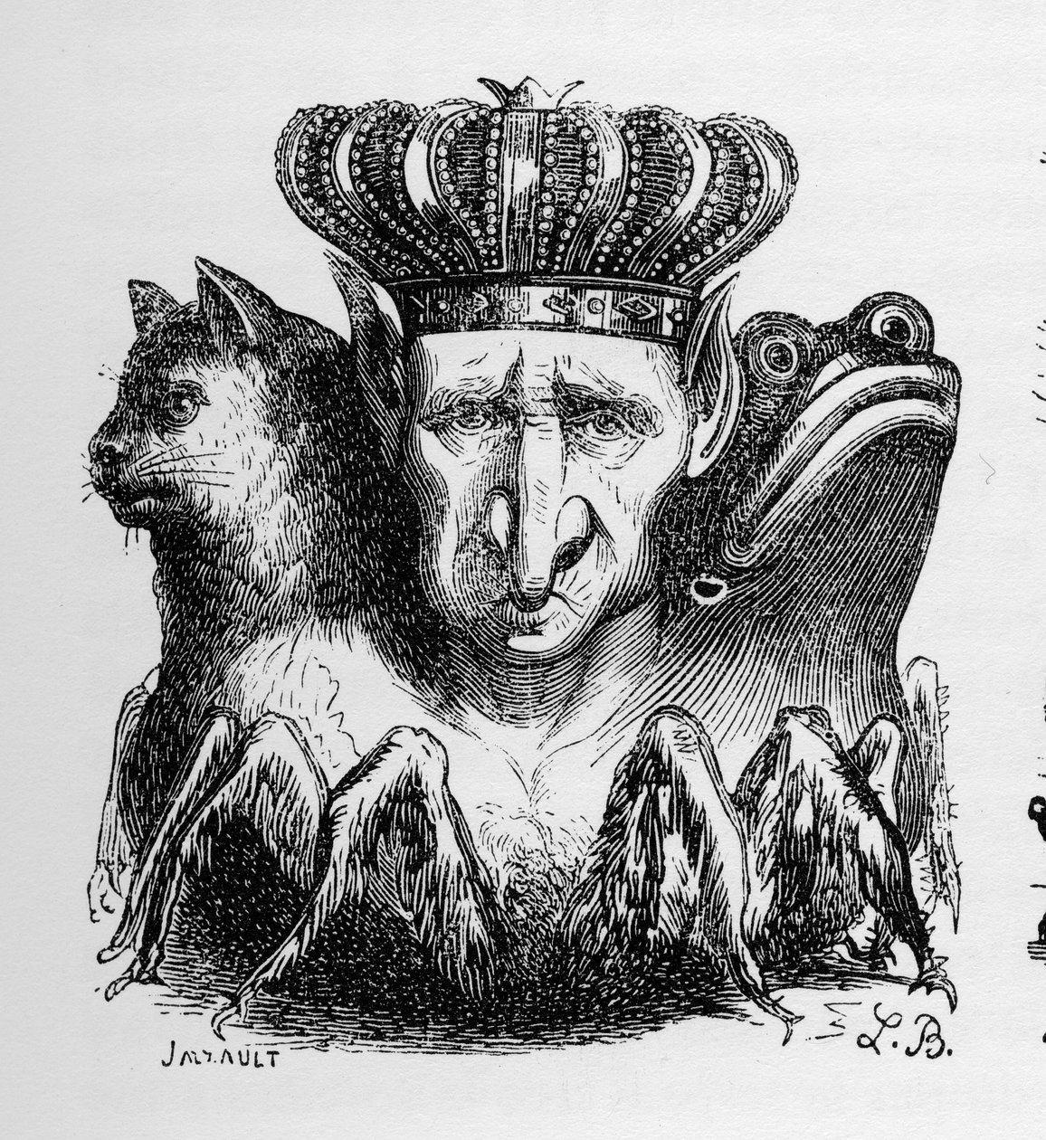 Bael--Baal--(恶魔)--Bael是地狱之力的首领--载于Collin de Plancy所著的 "Le dictionnaire infernal"--L.Breton所刻。巴黎 作者 路易斯·勒布雷顿