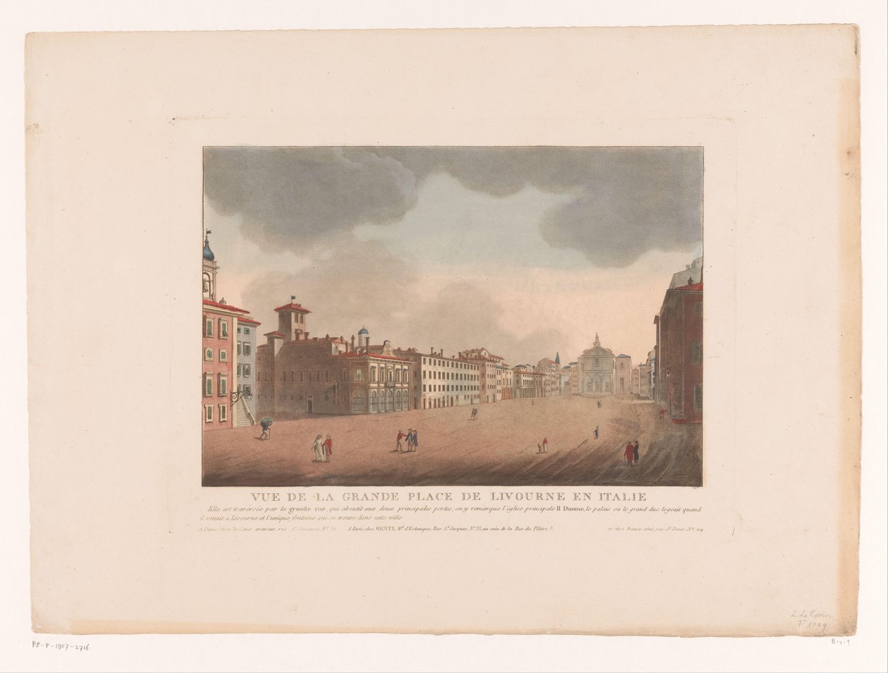 利沃诺大广场的景观 Vue de la Grande Place de Livorne en Italie（物体上的标题） 意大利、西班牙和埃及的城市景观（系列标题） 作者 路易斯·勒科尔